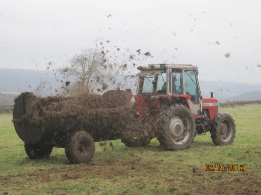 Frank muck-spreading on the farm.