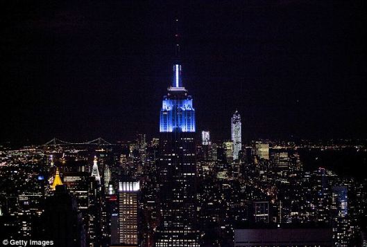 The Empire State Building, New York City, upon the election of President Barack Obama to a second term.