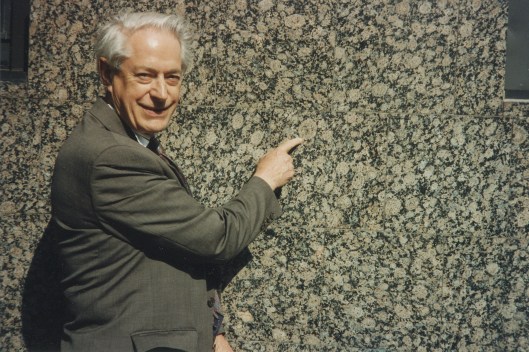 My dad pointing out a fossilized crinoid in a building on the Upper West Side building in Manhattan that I'd walked past hundreds of times without noticing.