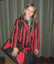 Meg in her "school kit."