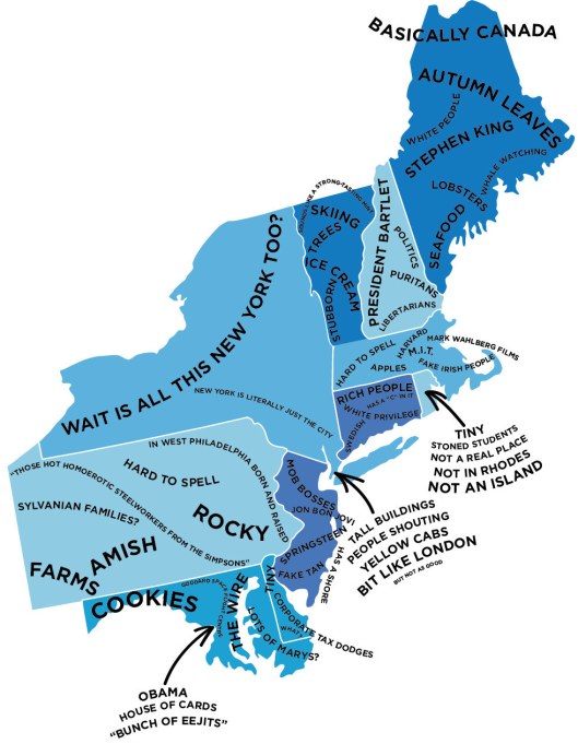 New England stereotype map.